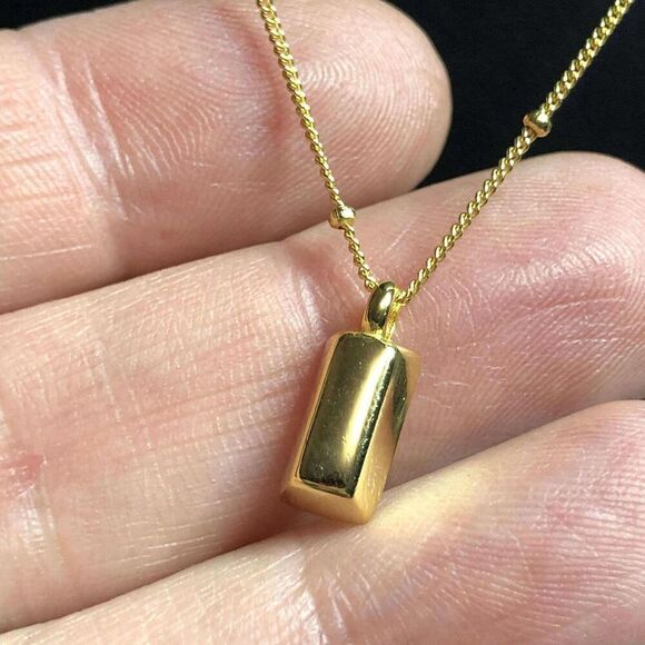 1897 Vermeil 925 "Gold bar" pendant Necklace 18" 3.3grams - Picture 1 of 3